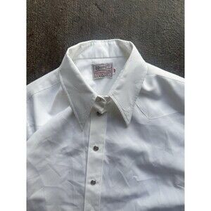 1970s Vintage H Bar C Ranchwear USA California Mens Pearl Snap White Shirt